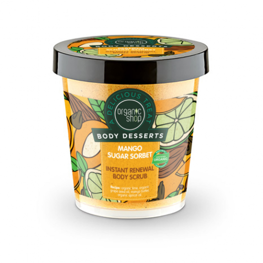 Organic Shop Gommage corporel r&eacute;g&eacute;n&eacute;rant instantan&eacute; &agrave; la mangue et au sorbet
